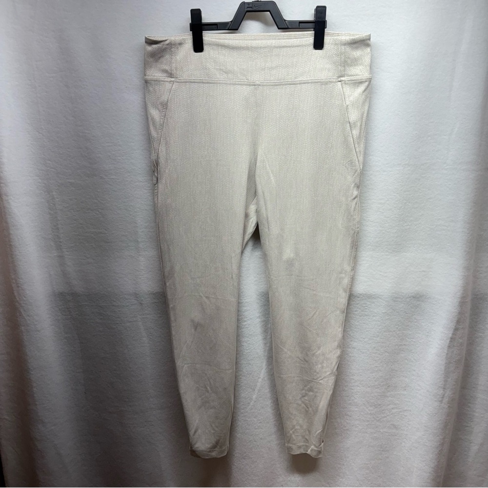 Athleta Zip Ankle Pants Women Large Beige Mid Rise Athleisure Lightweight